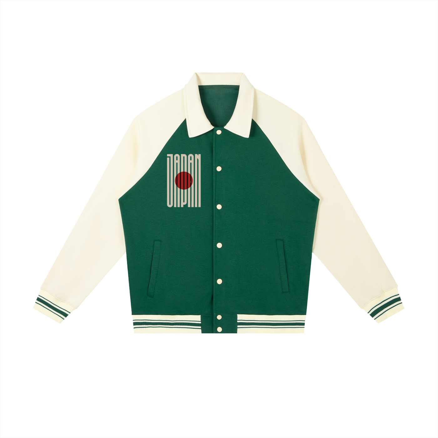 Contrast Raglan Sleeve Baseball Jacket