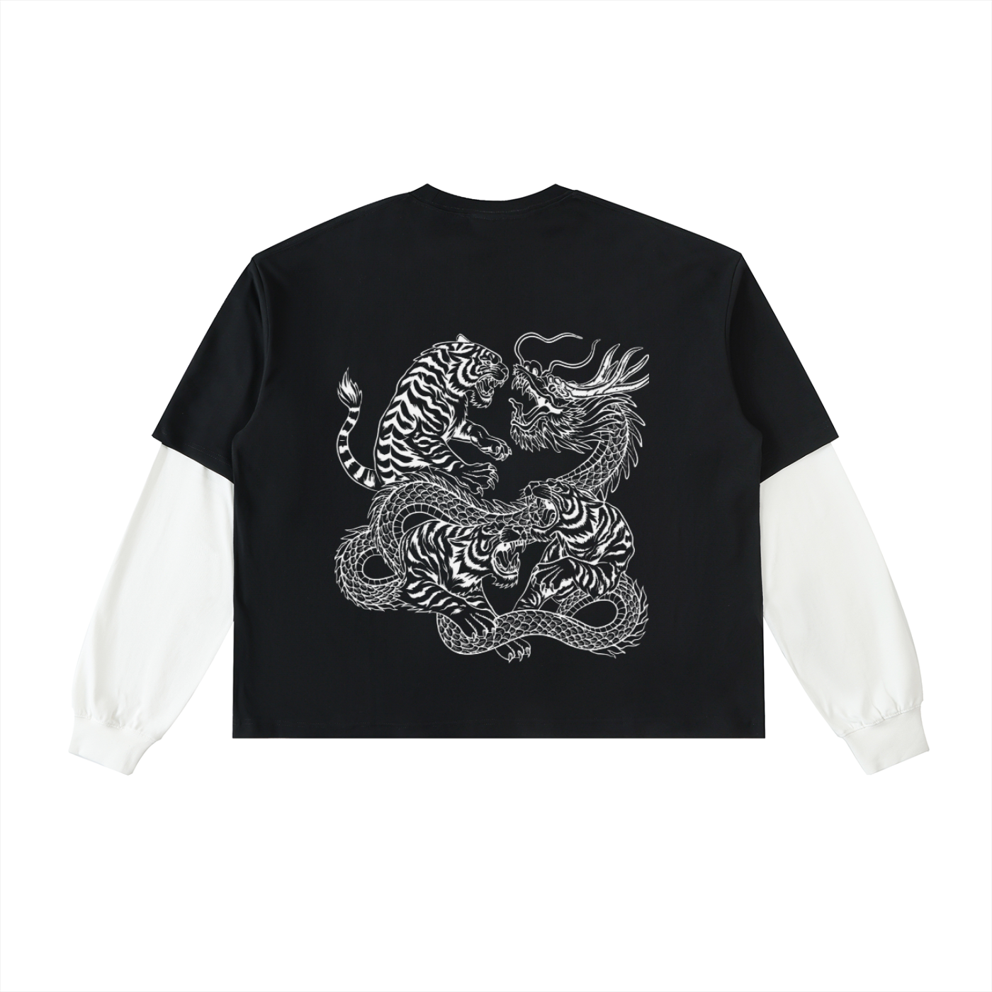 Layered Contrast Sleeve Cotton T-Shirt