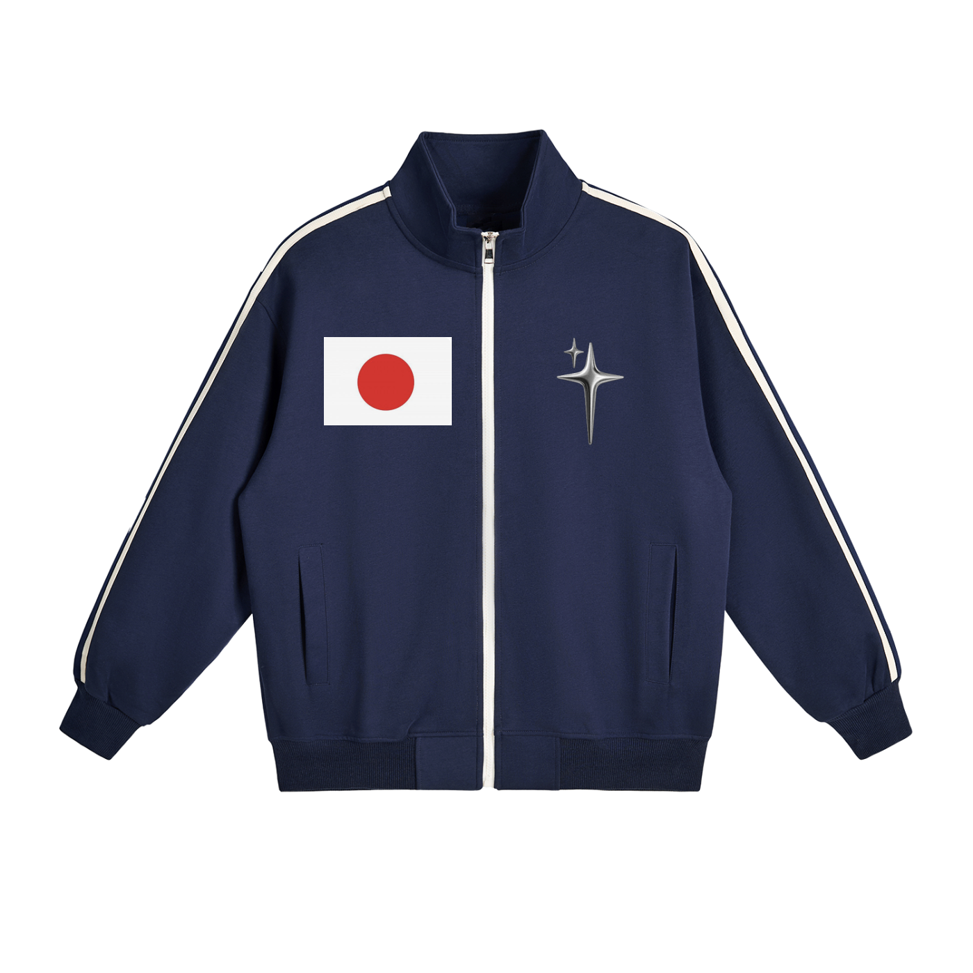 Contrast Side-Stripe Stand Collar  Jacket