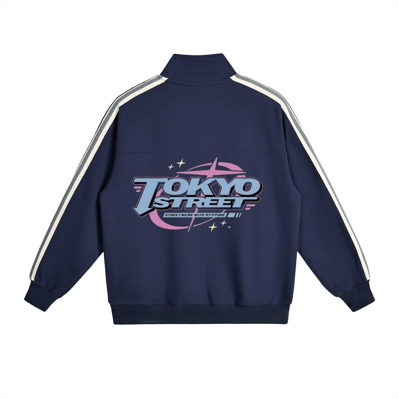 Contrast Side-Stripe Stand Collar  Jacket