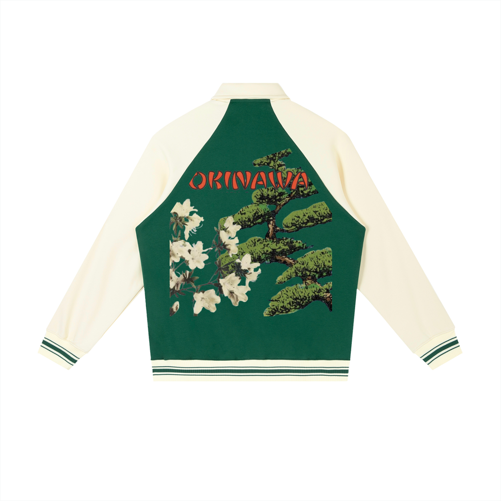 Contrast Raglan Sleeve Baseball Jacket